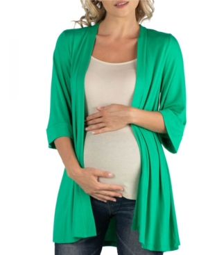 24Seven Comfort Apparel Open Front Elbow Length Sleeve Maternity Cardigan