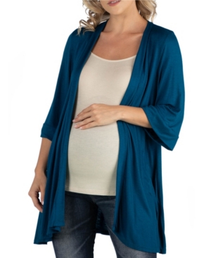 24Seven Comfort Apparel Open Front Elbow Length Sleeve Maternity Cardigan