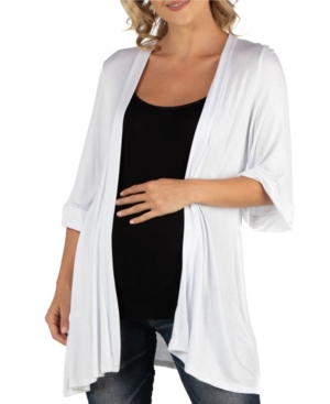 24Seven Comfort Apparel Open Front Elbow Length Sleeve Maternity Cardigan