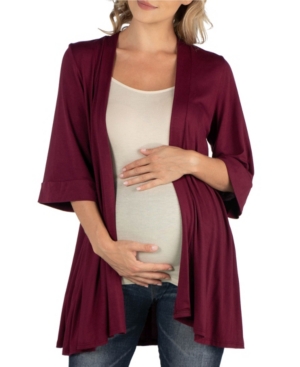 24Seven Comfort Apparel Open Front Elbow Length Sleeve Maternity Cardigan