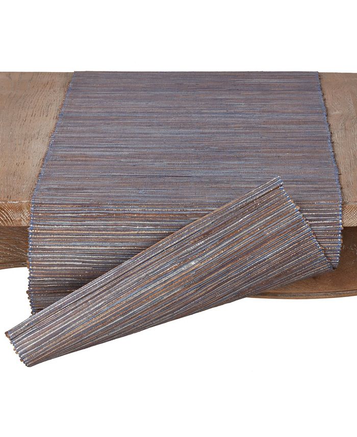 Saro Lifestyle Shimmering Woven Nubby Texture Water Hyacinth Table Runner - Blue