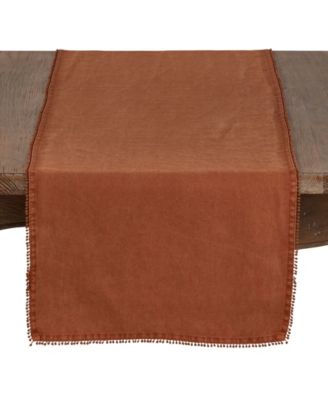 Pom Pom Design Linen Dining Room Table Runner