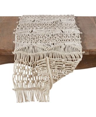 Cotton Table Runner with Macram&eacute; Design