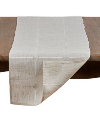 Poly Blend Table Runner with Embroidered Check Pattern