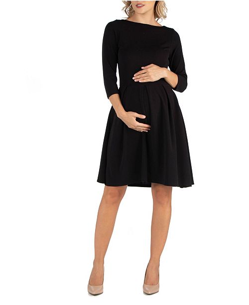 24seven Comfort Apparel Knee Length Fit N Flare Maternity Dress