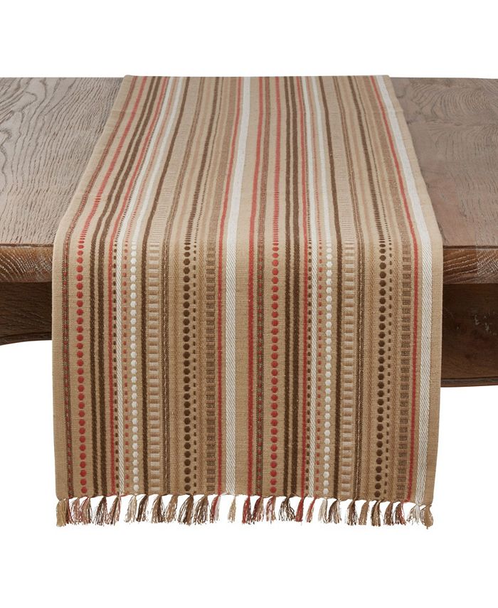 Saro Lifestyle Stitched Geo Stripe Design Table Runner Macy's