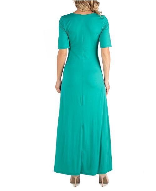 24seven Comfort Apparel Casual Maternity Maxi Dress With Sleeves