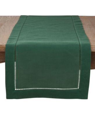 Saro Lifestyle Classic Hemstitch Border Table Runner, 16" x 120" - Macy's