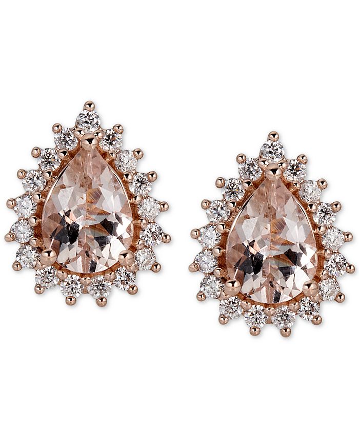 Macy's - Morganite (1-1/2 ct. t.w.) & Diamond (1/3 ct. t.w.) Stud Earrings in 14k Rose Gold