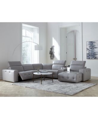 Furniture Haigan Leather Sectional Sofa Collection In Charcoal