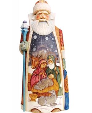 G.debrekht Woodcarved And Hand Painted Nativity Merchant Santa Claus Figurine In Multi
