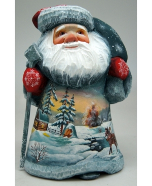 G.debrekht Woodcarved And Hand Painted Frosted Sleigh Ride Santa Figurine In Multi