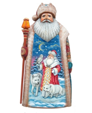 G.debrekht Woodcarved Serenity Angel Santa Figurine In Multi