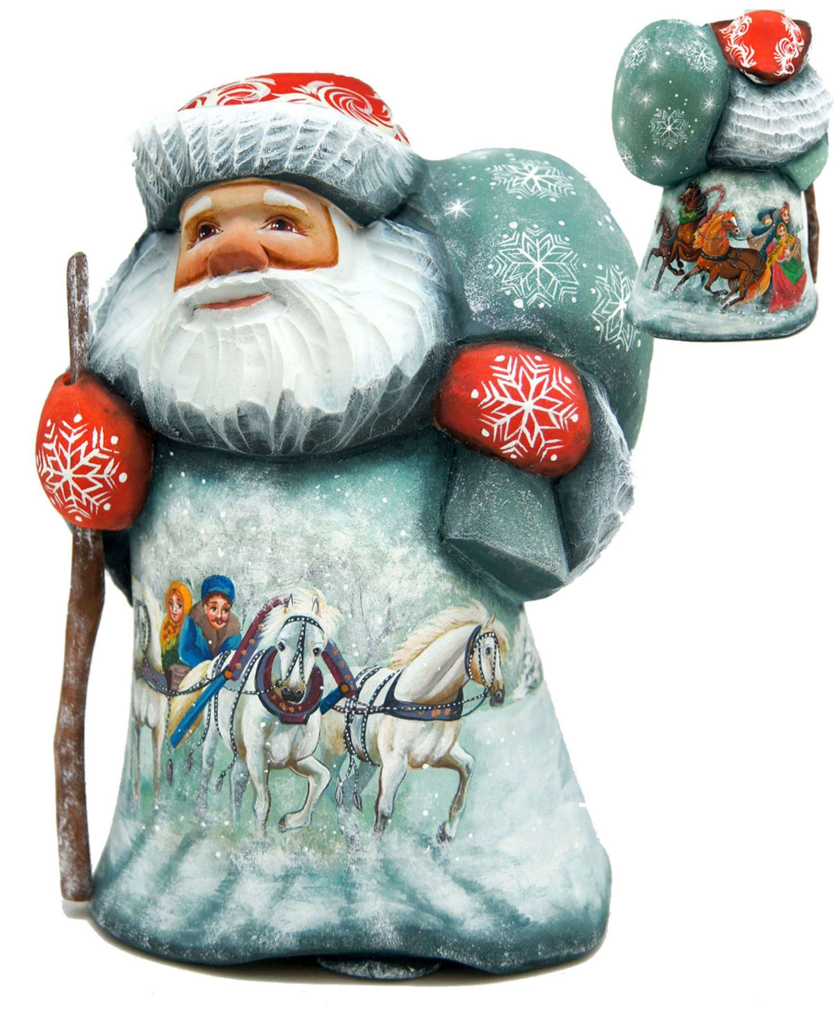 Woodcarved and Hand Painted Dr. Zhivago Santa Figurine - Multi