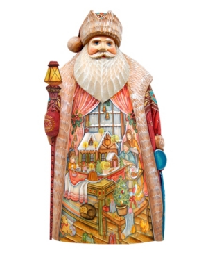 G.debrekht Woodcarved Family Christmas Night Santa Figurine In Multi