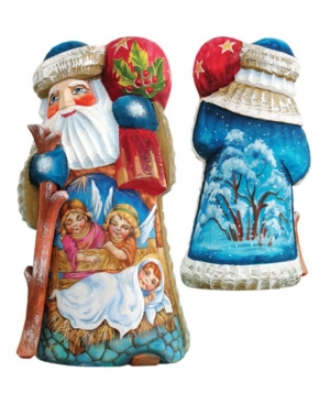G.debrekht Woodcarved And Hand Painted Watchful Eyes Santa Figurine In Multi
