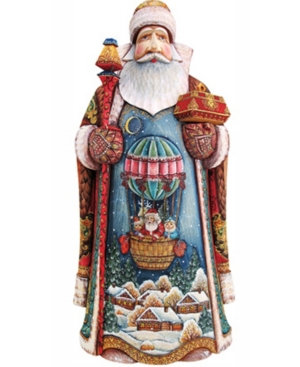 G.debrekht Woodcarved And Hand Painted Balloon Ride Santa Figurine In Multi