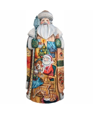 Shop G.debrekht Woodcarved And Hand Painted Nativity Workshop Hand Painted Santa Claus Figurine In Multi