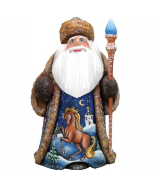G.debrekht Woodcarved And Hand Painted Galloping Horse Santa Figurine In Multi