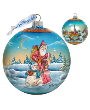 G.debrekht Limited Edition Oversized Winter Village Christmas Ball Glass Ornament In Multi