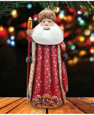 G.debrekht Woodcarved And Hand Painted Santa Twinkle-yuletide Red Santa Figurine In Multi