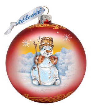 G.debrekht Happy Snowman Ball Glass Ornament In Multi