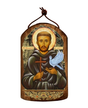 G.debrekht Saint Francis Wooden Greek Christian Orthodox Icon Ornament In Multi