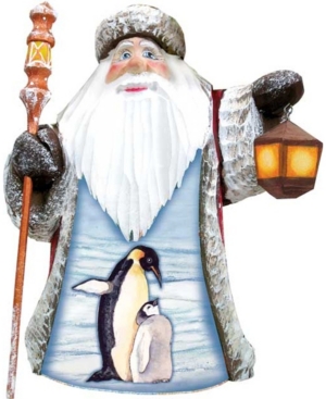 G.debrekht Woodcarved And Hand Painted Santa Penguin Love Figurine In Multi