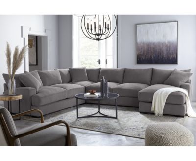 Furniture Rhyder Fabric Sectional Collection Created For Macys In Parallel Dove Grey