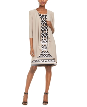 R & M Richards Petite Print Dress & Draped-Front Jacket