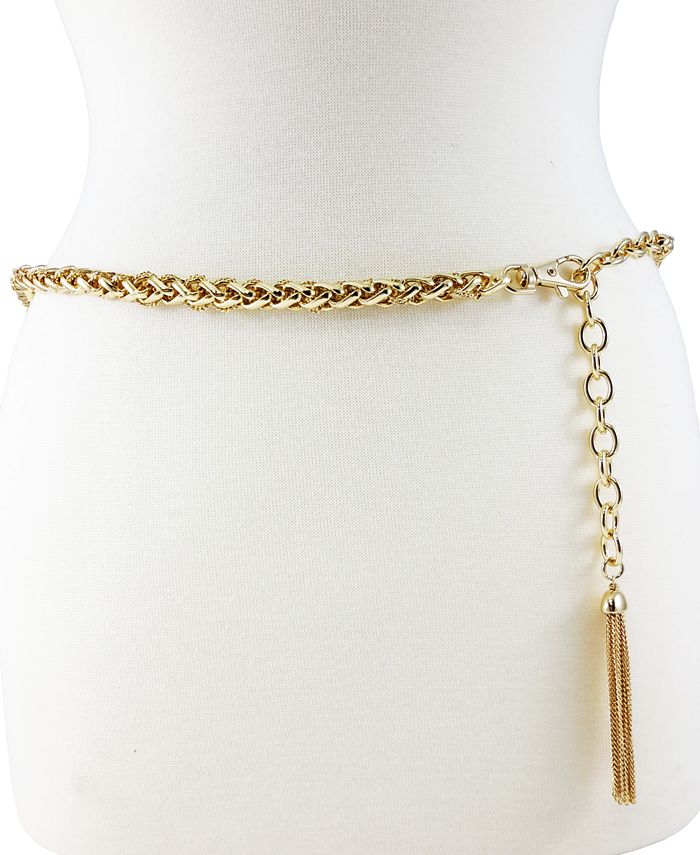 Fashion Focus Tubular Twist Chain Belt with Tassel Ornament - Macy's