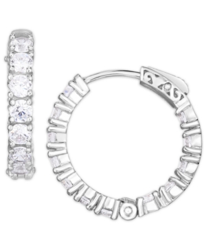 image of Cubic Zirconia Small Hoop Earrings in Fine Silver Plate