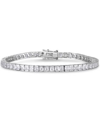 Cubic Zirconia Rounds Line Bracelet in Silver Plate
