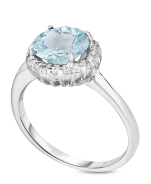 image of Birthstone Round Cubic Zirconia Halo Solitaire Ring in Fine Silver Plate