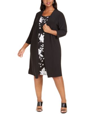 macy's plus size jacket dresses