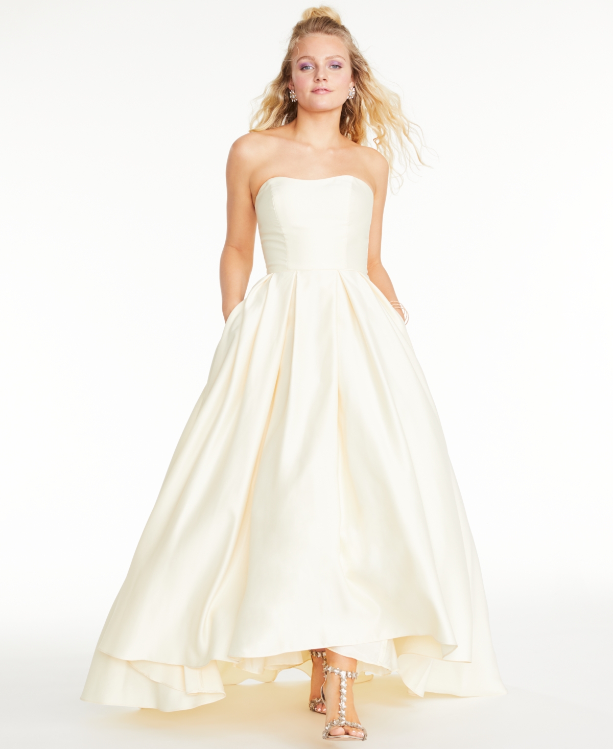 Shop Betsy & Adam Petite Strapless High-low Gown In Royal