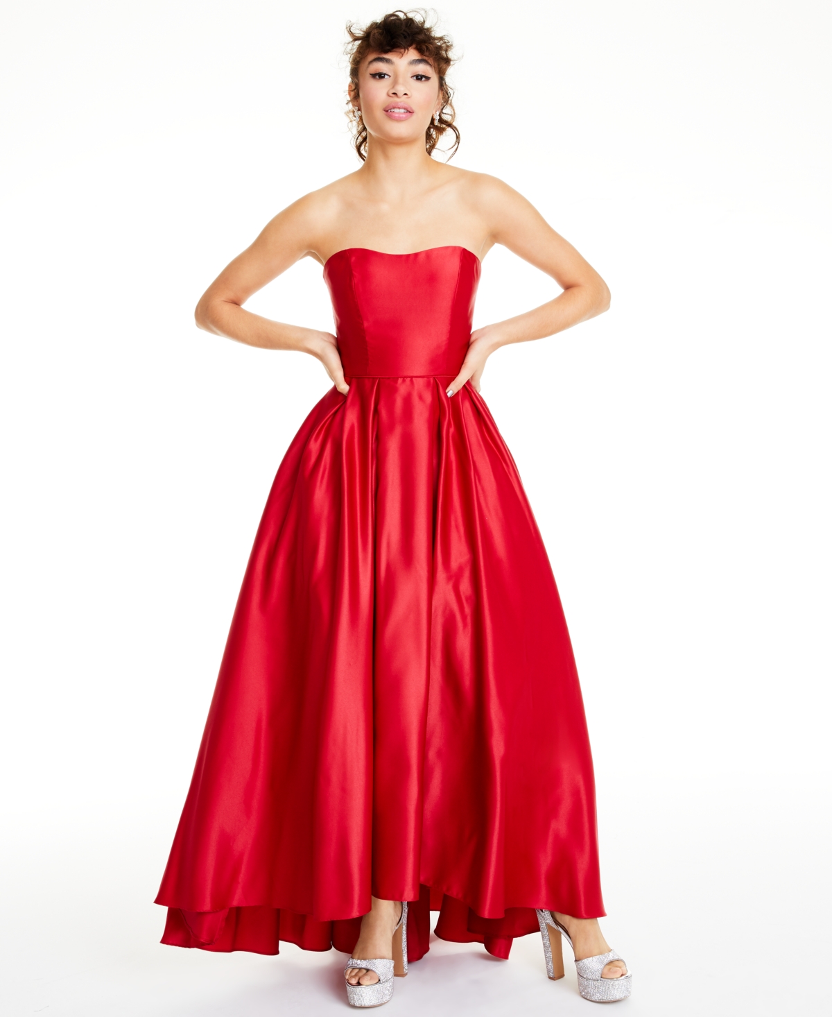 Strapless High-Low Ballgown - Red