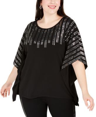 macy's plus size sequin tops