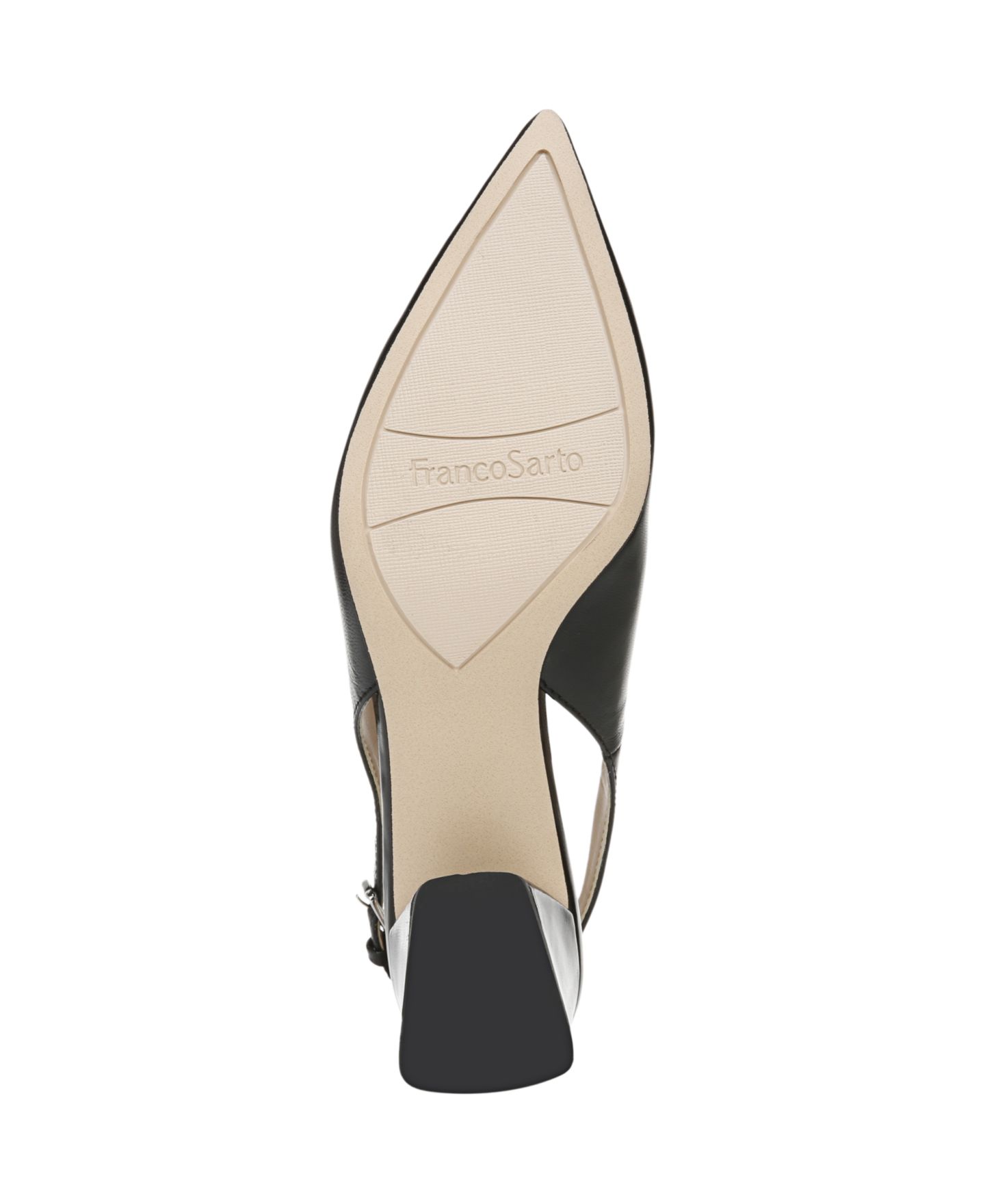 Женские туфли Franco Sarto Racer Pointed Toe Block Heel Slingback Pumps, цвет: Чёрный кожаный — фото 5