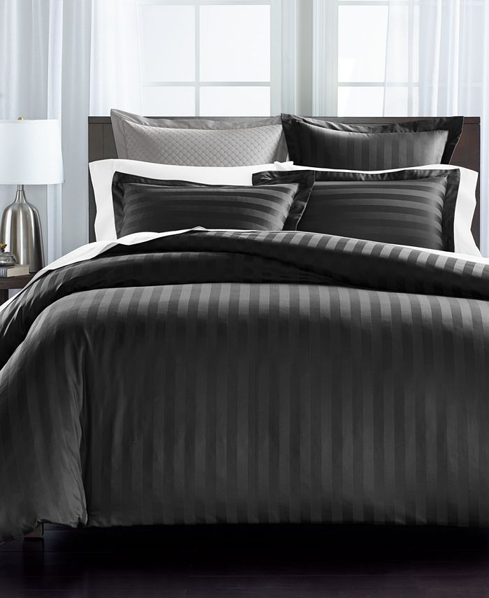 Windham Black and Charcoal Damask Quatrefoil Comforter Bedding by