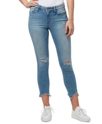 distressed hem jeans
