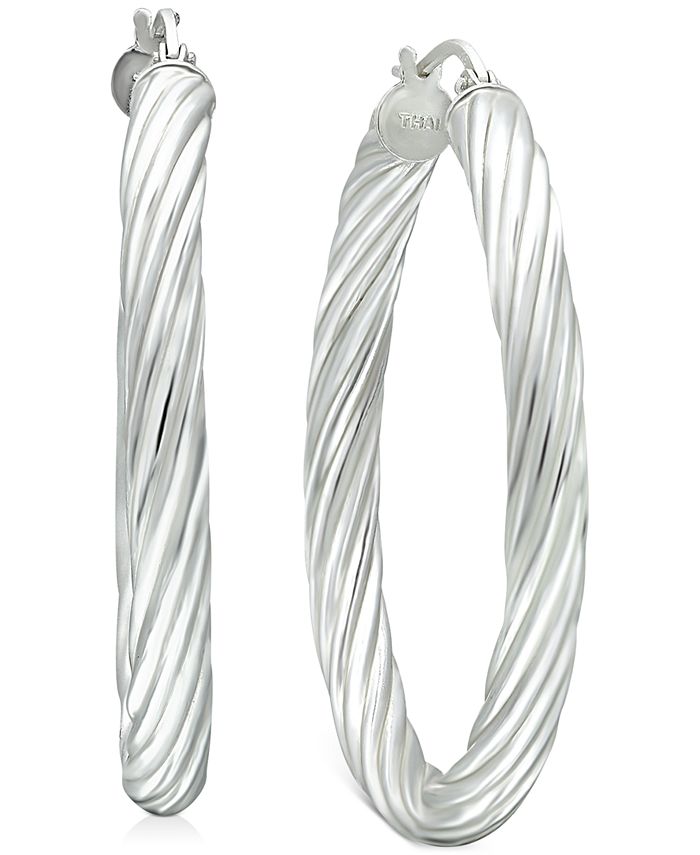 Giani Bernini - Medium Twisted Tube Hoop Earrings in Sterling Silver, 1.57"
