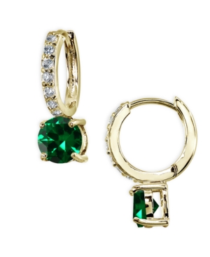 Giani Bernini Colored Cubic Zirconia Huggie Hoop Earrings In 18k Gold Plated Sterling Silver In Green