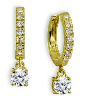 Giani Bernini Cubic Zirconia Dangle Drop Huggie Hoop Earring In 18k Gold Plated Sterling Silver
