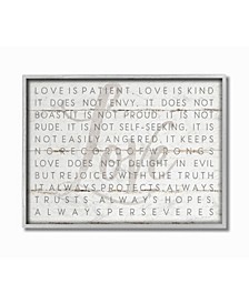 Love Is Patient Gray on White Planked Look Gray Framed Texturized Art, 11" L x 14" H