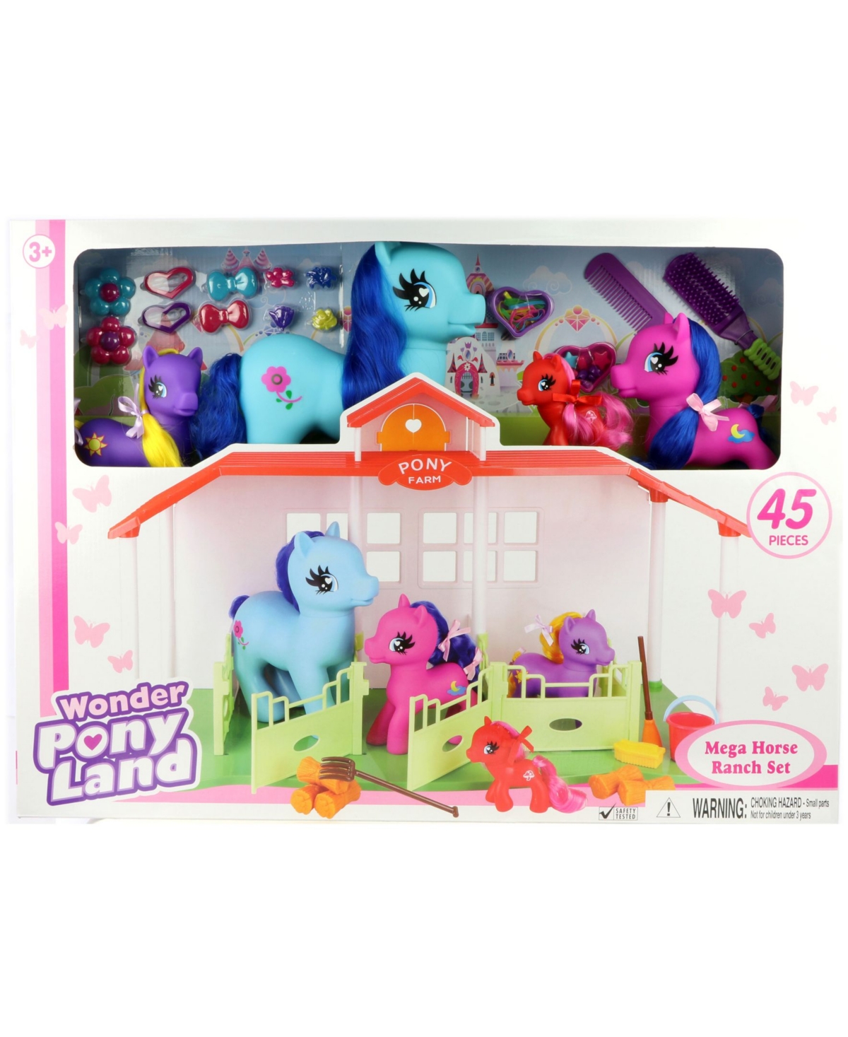 Ponyland Kids' 45 Piece Mega Horse Ranch Set In Multi