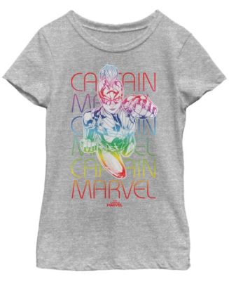 Marvel Girls' Captain Pager Cursive Text Red T-Shirt