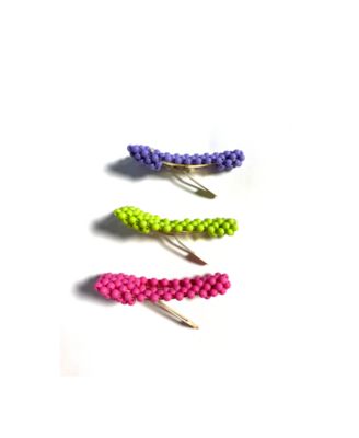 Beaded Neon Hair Clip 3 Piece Set