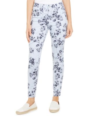 Charter Club Striped Floral Printed Bristol Skinny Ankle Pants, Created ...