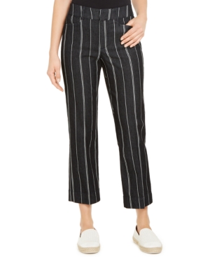 image of Charter Club Striped Cropped Tummy Control Pants, Created for Macy-s